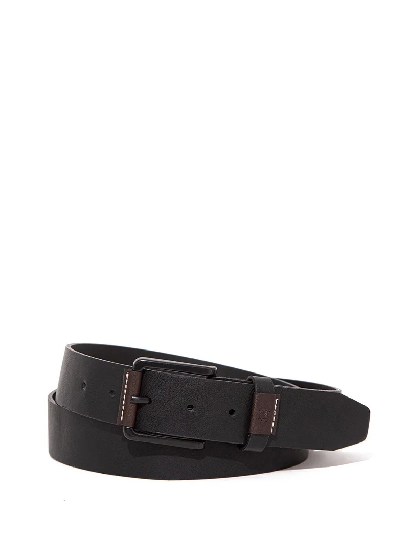 مافي Black Faux Leather Belt